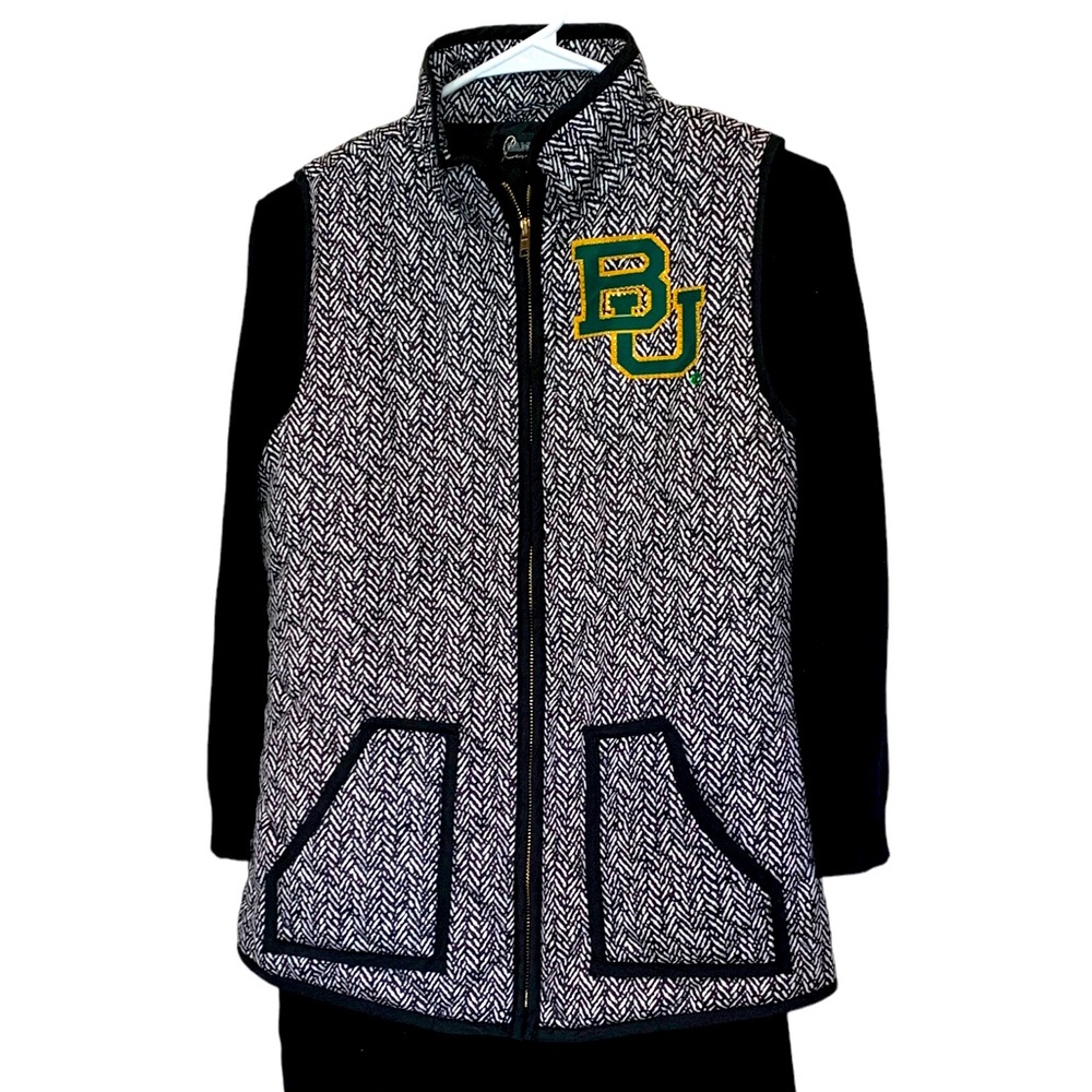 Gameday Couture Baylor Univ. Quilted Vest,‎ black white gold sequin women's XS